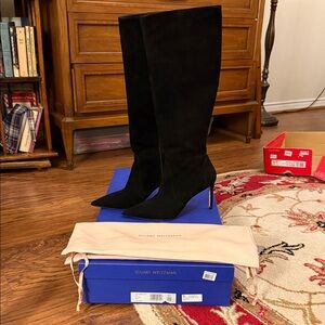 Stuart Weitzman Black Heeled Lnee high Boots